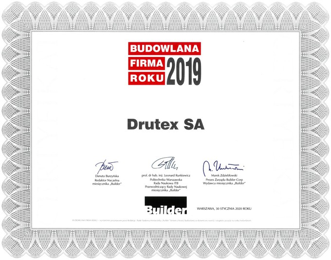 DRUTEX ancora una volta è stato premiato con il titolo di Impresa Edile dell’Anno
