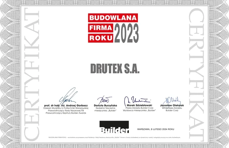 DRUTEX zum „Bauunternehmen des Jahres“ ernannt